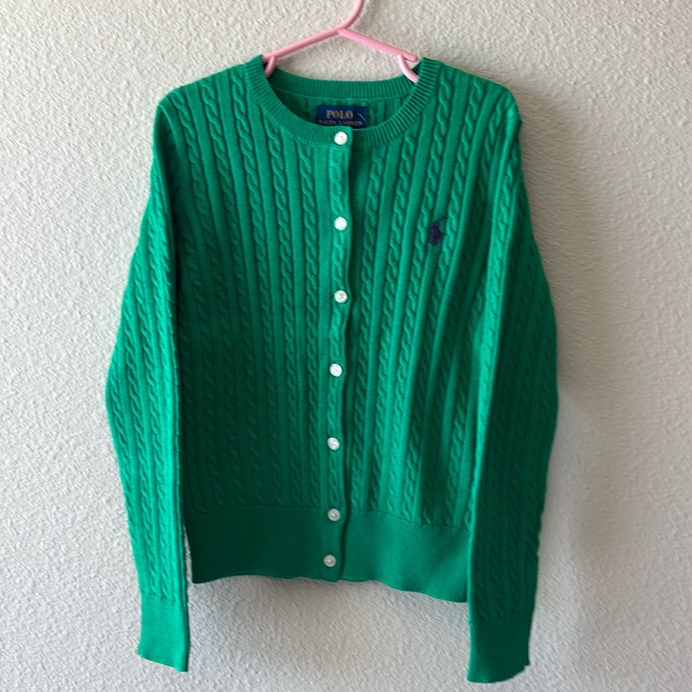 Girl’s Polo Ralph Lauren Mini Cable Cardigan, 7